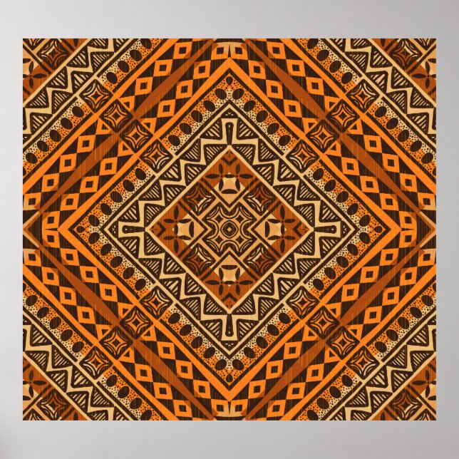 Póster Textil tribal africano: estilo étnico. (Frente)