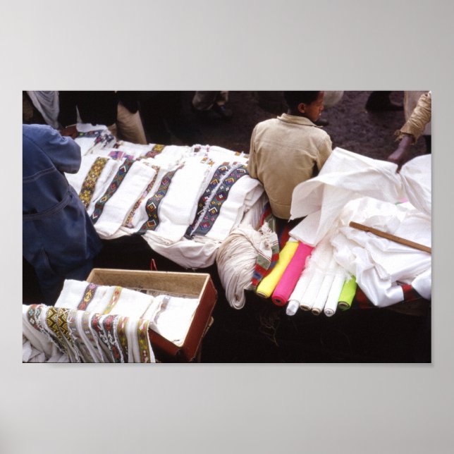 Póster Textiles de Etiopía vestidos materiales de Addis A (Frente)