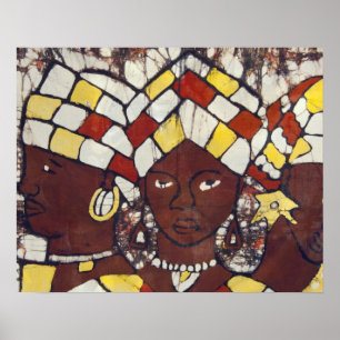 Póster Textiles pintados a mano que representan el día a