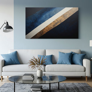 Póster Texto abstracto diagonal azul dorado con textura