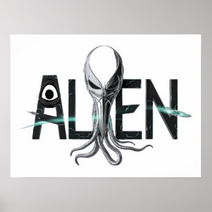Póster Texto alienígena de espacio