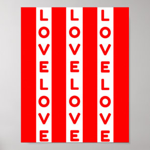 Póster Texto de amor rojo y blanco
