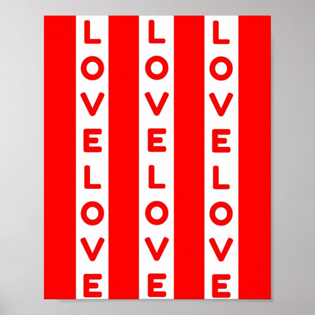 Póster Texto de amor rojo y blanco (Frente)
