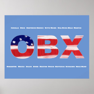 Póster Texto De Bandera De OBX Y Ciudades