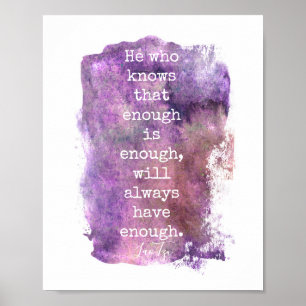 Póster Texto de cita inspiradora morado de Lao Tzu