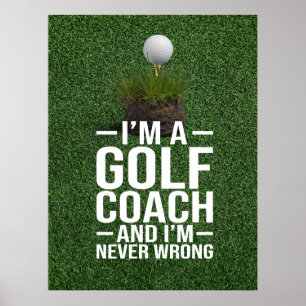 Póster Texto de golf Soy entrenador de golf 