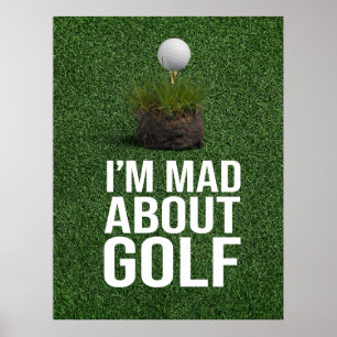 Póster Texto de golf soy y sobre golf en hierba verde