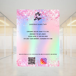 Póster Texto de instagram de código qr holográfico del lo