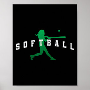 Póster Texto de jugador del equipo verde de sóftbol unive