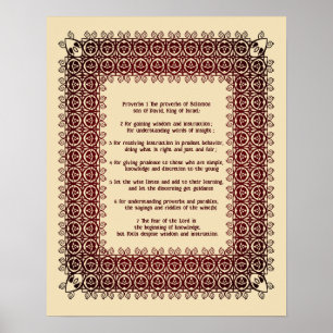 Póster Texto de la Biblia Filigrana Proverbios Capítulo 1