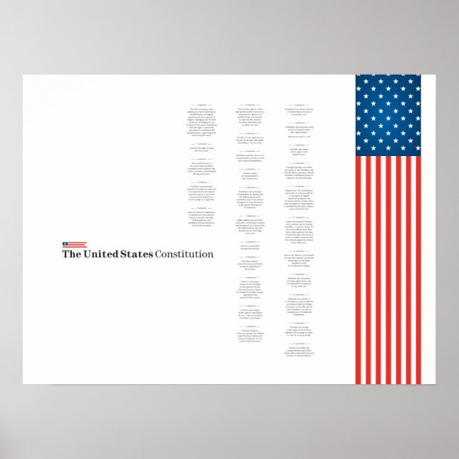 Póster Texto de la Constitución de EE. UU. Bandera estado (Frente)