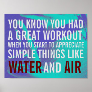 Póster Texto de motivación de fitness fondo azul