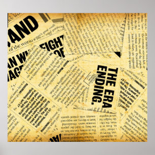Póster Texto de periódico con papel antiguo