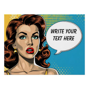 Póster Texto de Personalizable de mujer retro