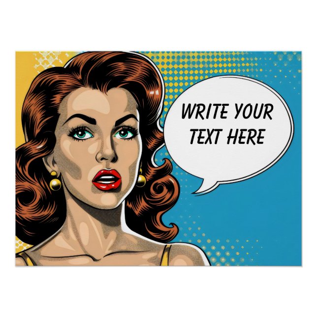 Póster Texto de Personalizable de mujer retro (Anverso)