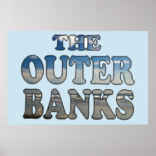 Póster Texto de playa de los Bancos Exteriores
