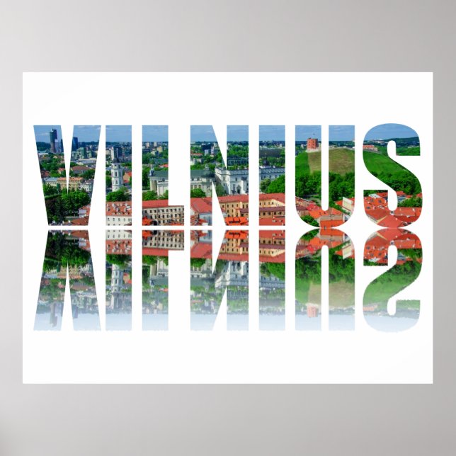 Póster texto de Vilnius con reflejo (Frente)