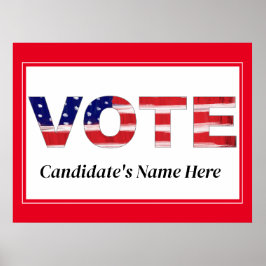 Póster Texto de voto en la bandera colorea el nombre del