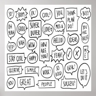 Póster Texto de voz Bubble Chat Mensajes de vida Ideas de