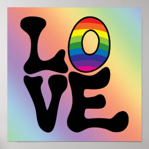 Póster Texto del amor del arco iris del Hippie