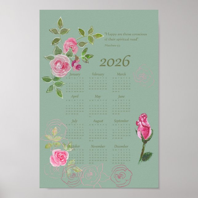 Póster texto del año JW calendario personalizable (Frente)