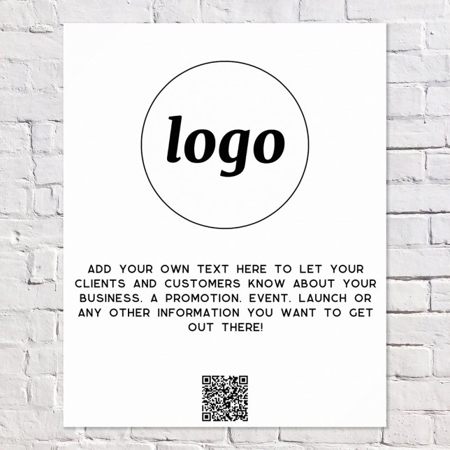 Póster Texto del logotipo Comercio promocional de código  (Logo with custom text and QR code business promotional poster)