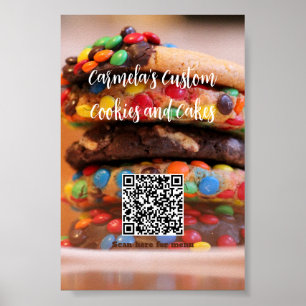Póster Texto del nombre de su negocio con galleta de códi