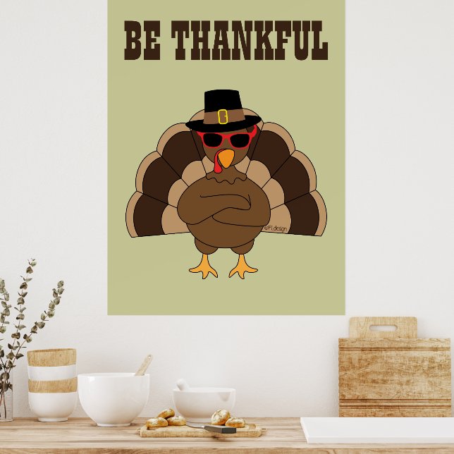 Póster Texto del personalizado de Acción de Gracias de Gu (Cocina)