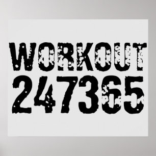 Póster Texto desgastado y raspado Workout 247365 negro