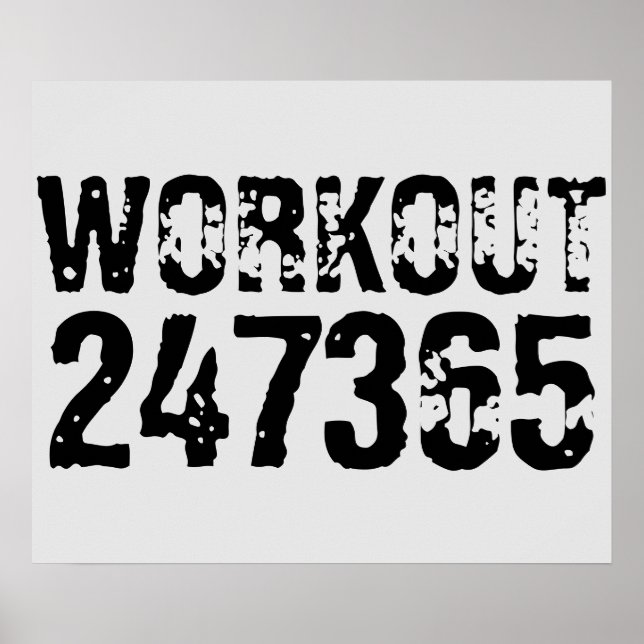 Póster Texto desgastado y raspado Workout 247365 negro (Frente)