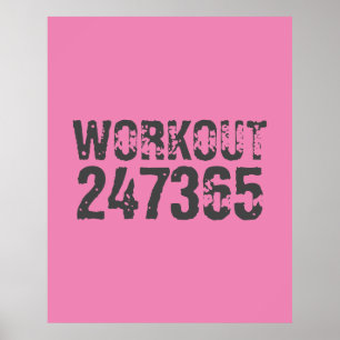 Póster Texto desgastado y raspado Workout 247365 rosa