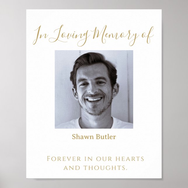 Póster Texto dorado en memoria amorosa, Rótulo de boda el (Frente)