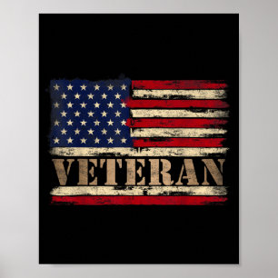 Póster Texto en negrita de veterano retro Bandera de EE.