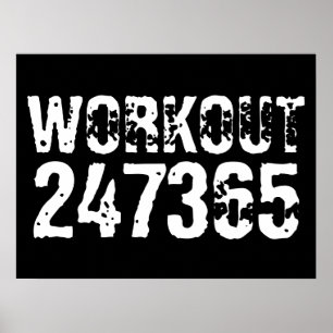 Póster Texto grabado y desgastado Workout 247365 white