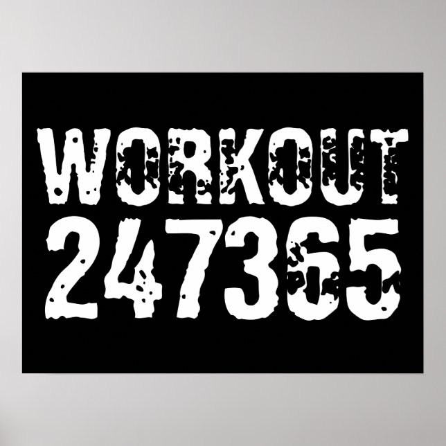 Póster Texto grabado y desgastado Workout 247365 white (Frente)