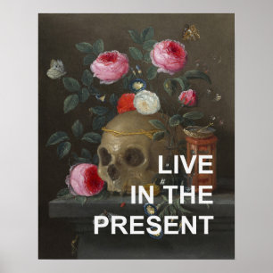 Póster Texto inspirador + pintura de Memento Mori