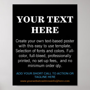 Póster Texto moderno personalizado negro