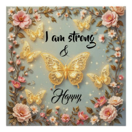 Póster Texto motivacional con mariposas #2