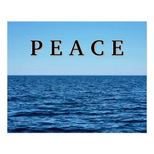 Póster Texto PEACE Sobre El Lago Azul Michigan