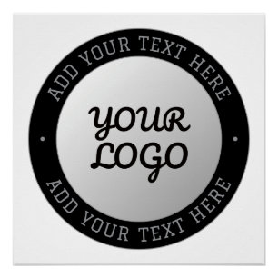 Póster Texto personalizable y logotipo Gradiente gris