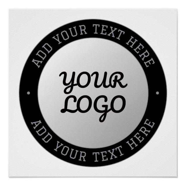 Póster Texto personalizable y logotipo | Gradiente gris (Anverso)