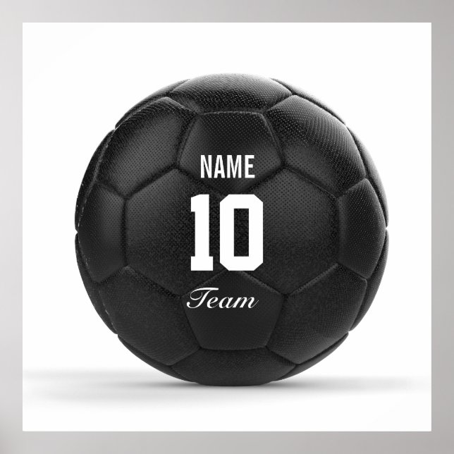 Póster Texto personalizado de la bola de fútbol de equipo (Frente)
