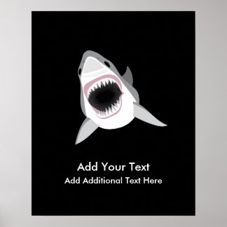 Póster Texto Personalizado gracioso de ataque a tiburón