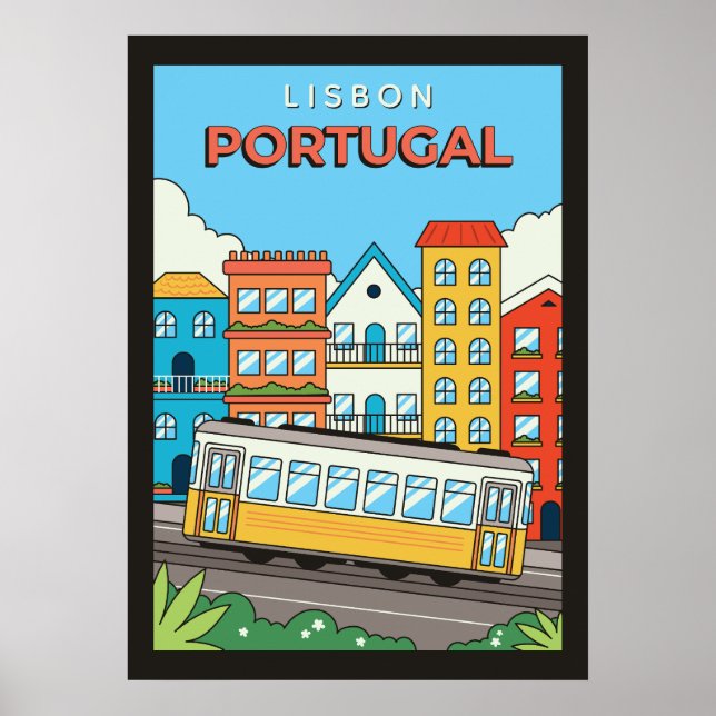 Póster Texto personalizado Lisboa Portugal (Frente)