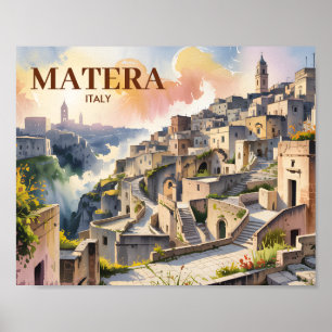 Póster Texto personalizado Matera Italia Viaje Sassi di M