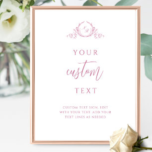 Póster Texto personalizado Mauve rosa con Rótulo Boda de