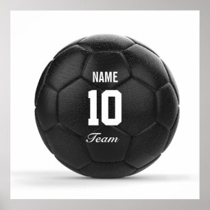 Póster Texto personalizado moderno del balón de fútbol