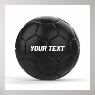 Póster Texto personalizado negro del balón de fútbol