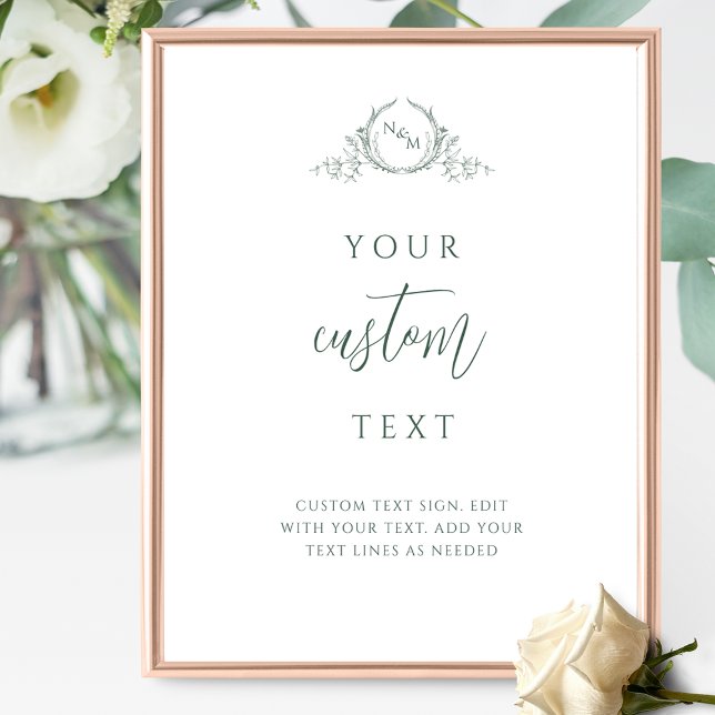 Póster Texto personalizado, Rótulo Boda de monograma verd (Subido por el creador)