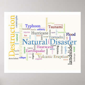Póster Texto relacionado con desastres naturales